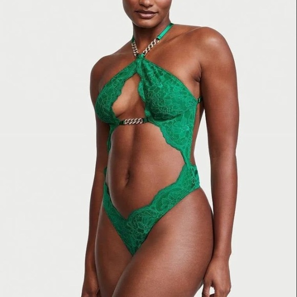 New! Victoria’s Secret Very Sexy High-Neck Lace Chain Teddy 4378 - Picture 2 of 9